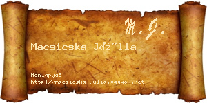Macsicska Júlia névjegykártya